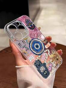 1pc Funda de Teléfono Personalizada de Diseño Gráfico de Ojo del Diablo, Blanca y Metálica, IMD Anti-Huellas, Compatible con iPhone 16 ProMax/16/16 Pro/16 Plus/11/15/15 Pro/15 ProMax/12/13/14 ProMax/XS/XR/11 Pro/11 ProMax/12 Pro/12 ProMax/13 Pro/13 ProMax/7 Plus/14 Pro/14 ProMax/14 Plus/7 Plus/8 Plus/8/SE2/12 Mini/13 Mini, Carcasa Suave, Anti-Amarilleo - Estilo 1 (1 pieza) - Ver 3