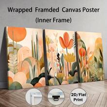 3 Pieces Set Art Deco Modern Tropical Jungle Canvas Wall Art Prints, Abstract Botanical Bohemian Landscape Posters For Home Office Decor, Optional Frame Indoor Portrait Wall Hangings, Wall Art With Frame - Multicolor - View 19