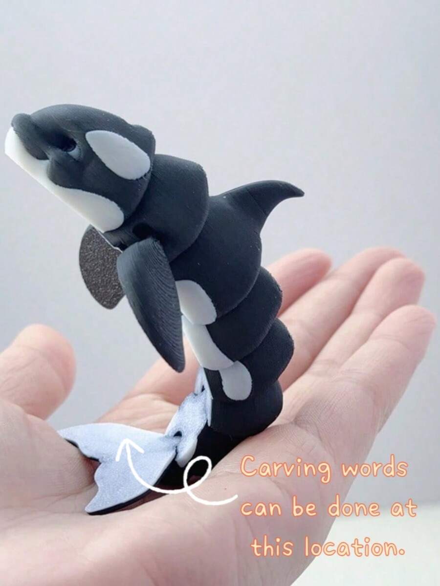 Customizable 3D Printed Movable Orca Statue - Elastic Orca Figurine Pet Toy And Personalized Desktop Decoration Item
