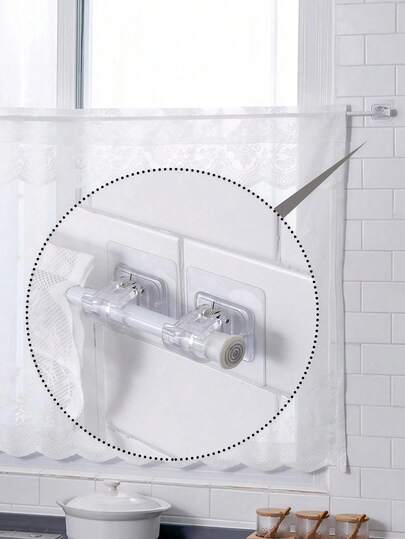 8/4/2pcs Glass Curtain Rods, Curtain Brackets, No Drill Adjustable Curtain Rods, Wall Hooks, Towel Hooks, Kitchen Bathroom Living Room Supplies, Home Bathroom Decor, Summer Bathroom Accessories
