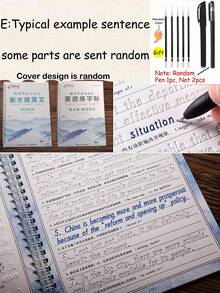 1 套英文斜体 3D 凹槽书法练习本，可重复使用的英文字母和单词练习册，作文练习（配件颜色随机，部分配件随机发送） - 彩色 - 查看 14