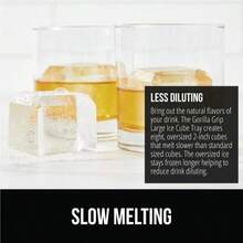 Gorilla Grip Slow Melting Large Silicone Ice Cube Tray For Freezer, 2 Pack, Easy To Push 8 Giant Square Cubes, Use For Cocktails, Iced Coffee, Water Bottle, Frozen Puree, Kitchen Bar Essentials, Red - MàuD - Xem 3