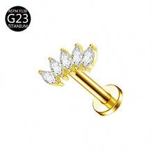 1 قطعة من الأذن المثقوبة المزودة بخرز من التيتانيوم والزركون المقطع على شكل ماركيز للثقب الحلزوني، مسمار داخلي الخيط للثقب الأذن الخارجي والداخلي، إكسسوارات مجوهرات الجسم