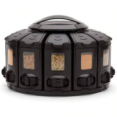 Kitchen Art Select - A - Spice Auto - Measure Pro Carousel 12 Compartments Spice Rack, Black 9.5x 9.5x 6.5 Inches