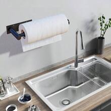 Paper Towel Holder Under Cabinet Wall Mount Kitchen Paper Towel, Self - Adhesive Paper Towel Bar, Paper Towel Rack, SUS304 Stainless Steel 13 Inch Black R, 1