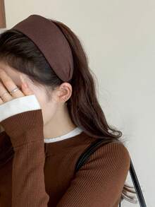 1pc Solid Color Sponge Knit Wide-Banded Headband, Fashion Versatile High-End Elegant Minimalist Headpiece Suitable For Daily Wear, Casual, Party, Commute, Vacation, Face Washing, Makeup, Outfit Matching, Hair Hoop, Hair Band, Hairband For Women Hair Accessories - Multicolor - View 10