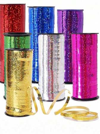 1 Roll Glitter Ribbon, Shimmer Curling Ribbon For Wedding Birthday Party Gift Wrapping Decor, New Year Gift DIY Craft Supplies, Tassel Tie Ribbon