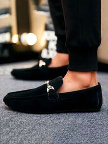 男士乐福鞋 新款休闲鞋 百搭莫卡辛鞋 一脚蹬渔夫鞋 休闲鞋 青年鞋 帆布平底船鞋 男鞋 黑色正装鞋 休闲帆布鞋（尺码偏小偏窄，请订购大一码） - 黑色 - 查看 2