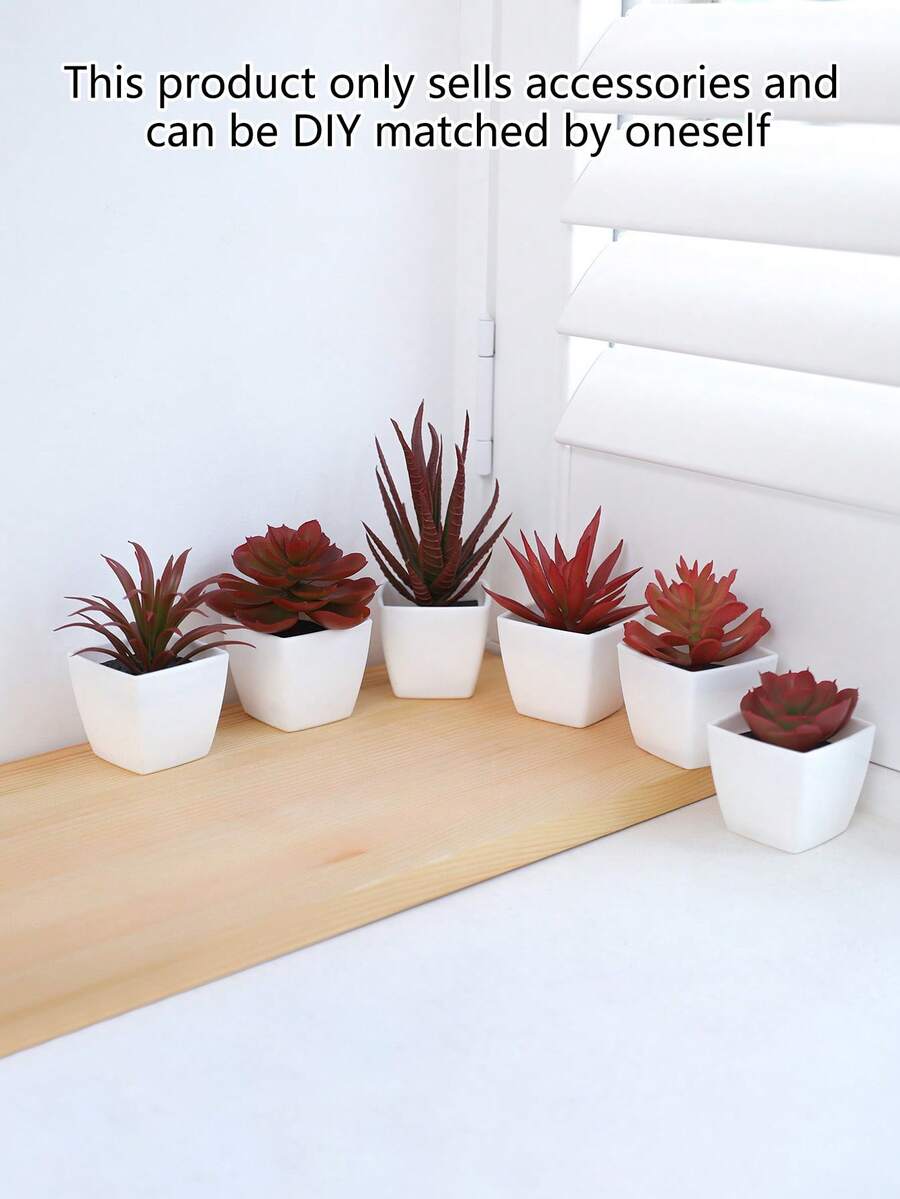 6 Stücke künstliche Plastik Sukkulenten Pflanzen & Töpfe DIY Deko, Hotel/Heim Garten Plastik Sukkulenten Dekoration, farbbeständige Plastik Sukkulenten DIY Grünpflanzendekoration
