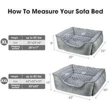 JOEJOY Rectangle Dog Bed For Large Medium Small Dogs - Washable Orthopedic Sofa Bed, Soft Breathable Puppy & Pet Cuddler, Durable Calming Dog Bed With Anti-Slip Bottom, Multiple Sizes,(XXL(42"X 30"X 10") Grey) - Type22 - 查看 4