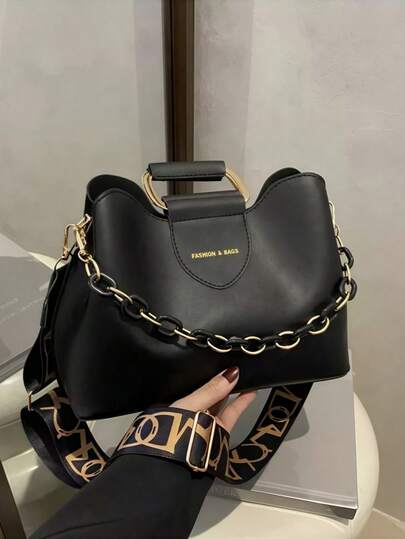 Sac à main motif litchi avec large bandoulière, sac bandoulière casual et classique, polyvalent pour le quotidien. Sac et personnalisé, convenant pour un usage quotidien, simple, pour prendre des photos, le shopping, les sorties, les voyages, la plage. Portable, convient aux filles, étudiantes, très adapté pour le bureau, l'université, le collège, le lycée, le travail.