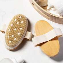Spazzola per il corpo in setole naturali per il dry brushing, l'esfoliazione, il miglioramento della circolazione e del drenaggio linfatico per la pelle secca - Multicolore - Visualizzare 3