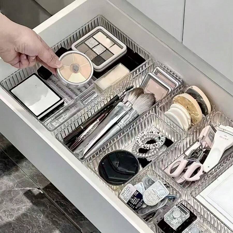 Großer Kapazität Acryl Make-up Aufbewahrungsbox, multifunktionale Beauty-Tool Präsentationsbox, mehrteiliges geteiltes Aufbewahrungsfach, Maniküre-Werkzeuge, Kosmetik-Aufbewahrungsbox, Schminktisch-Organizer, Schreibtisch- und Schrankspeicherbox, Badezimmer-Accessoires, Gesichts- und Schubladenorganizer, Mehrzweck-Organizer für Zuhause