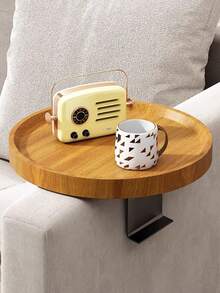 1 件简约可移动小咖啡桌，现代可调节沙发扶手托盘边桌，木制迷你茶几 - 彩色 - 查看 3