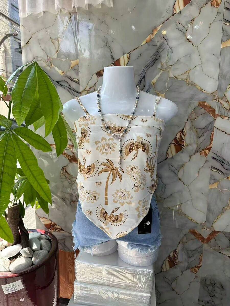 Belala Moda New Vest With Adjustable String And Print - Gold - View 1