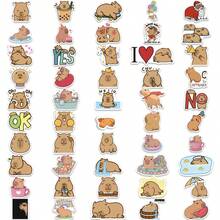 100 Stücke süße Capybara Tier Aufkleber, niedliche Cartoon Vinyl Aufkleber geeignet für Malbücher, Tassen Zubehör, Wasserflaschen, Laptops, Handy, Skateboards, Gitarren, Gepäck, Scrapbooks, Helme, Fahrräder, Motorräder, Autos, Rucksäcke, Halloween, Weihnachten, Thanksgiving, Ostern Party Dekorationen und Geschenke