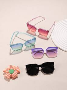 4PCS Boys And Girls 6-12Y Candy-Colored Casual Basic Square Fashion Glasses, Suitable For Daily Outfit Matching And Holiday Outings - 彩色 - 查看 3