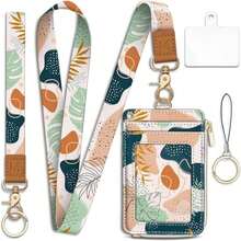 Mavellin Lanyard Wallet With Id Badge Holder, Bookshelf RFID Small Keychain Wallet Women Wristlet, Cute Zipper Credit Card Holder Phone Wrist Neck Strap For Key Name Tag, Teacher Student Office Gifts - ColorC - View 1