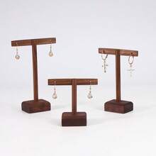 Black Walnut Jewelry Stand With T-Bar, Large Capacity Creative Jewelry Display And Storage Organizer For Rings, Earrings, Necklaces - Multicolor - View 2