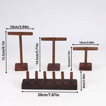 Black Walnut Jewelry Stand With T-Bar, Large Capacity Creative Jewelry Display And Storage Organizer For Rings, Earrings, Necklaces - Multicolor - View 7
