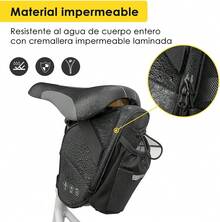 Bolsa para Bicicleta Con Soporte Botella, Impermeable Bolsa de Asiento Sillín para Bicicletas, Reflectante y Gran capacidad Soporte para Botella de Agua con Gancho Trasero para Ciclismo - Poliuretano (PU) - Ver 8