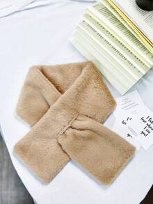 1pc Women's Fluffy Thick Scarf, Solid Color Furry Neck Warmer, Cute Fuzzy Scarf For Girls And Adults, Non-Shedding, Winter