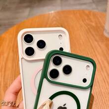 【よく売れる】6色マグネットスナップリング  i Phoneケース Apple i Phone 13/14/15/16/17 17pro max17 Air Pro Max Plus用 - スリムアクリルオープンデザイン、全体衝撃吸収保護、クリエイティブミニマリストスタイル - グリーン - チェックする 6