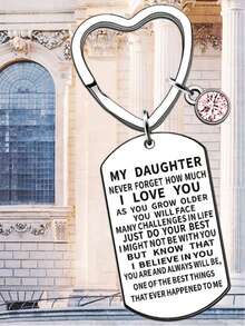 1 pieza Llavero de acero inoxidable con grabado "Mi hija", un regalo e inspiración, accesorio para coche, bolso, mochila escolar, encanto gótico y Y2K, ideas de regalo para amiga, hermana, maestra