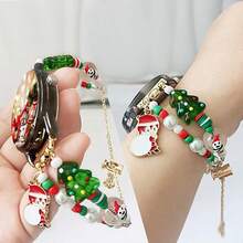 1pc Christmas Element Watch Band, Fits 20mm/22mm Watch Faces For Samsung Galaxy Watch, Garmin, Amazfit Etc., Adjustable Length Christmas Watch Decoration Fashion Accessory (Band Only)