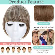 35G Lovely Neat Bangs Hair Clip In Bangs, Thick French Fringe Clip In Hair Extensions With 2clips Wispy Fake Hairpieces For Women Fringe With Temples For Daily Wear Multi Colors Halloween Christmas - F10/86 - View 8