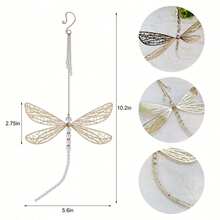 1pc Luxury Crystal Dragonfly Garden Suncatcher - Decorative Metal Wings Hanging Prism, Gemstone Inlaid, Plastic Material, Wall Mounted, No Electricity Needed, Ideal For Garden, Home And Car Decor - Multicolor - View 5