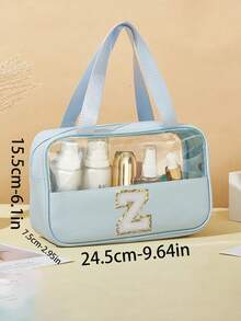 1PC Transparent PVC Toiletry Bag For Makeup Tools Letters Makeup Bag Water-Proof Portable Chenille Letter Zipper Make Up Organizer Minimalist Initial Letter Patch Travel Toiletry Bag For Women For Bathroom Monogram Wash Bag (Letter A~Z) Gift For Mom Beach Bag Beach Essentials Beach Towel Organizer Beach Accessories Beach Stuff Holiday Bag Holiday Essentials For Winter And Fall For Vacation Valentine's Day
