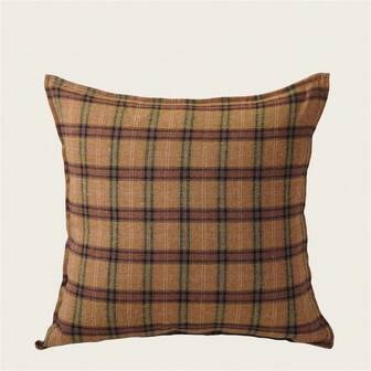 1pc Classic Plaid Pillow Cover, Retro Cushion Pillow Sham, Scottish Style Decorative Pillow Case, French Sofa Pillow Slip, Without Insert, Removable Zipper Cover