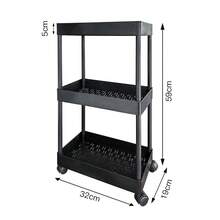 Estante Móvil con Ruedas y Diseño Rectangular – Disponible en 2, 3 y 4 Pisos, Solo Modelos de 3 y 4 Niveles con Ruedas Móviles Ideal para Espacios Reducidos - Estante Organizador Multifuncional Rectangular con Ruedas – Configuraciones de 2, 3 y 4 Pisos para Almacenamiento Inteligente - Negro - Ver 6