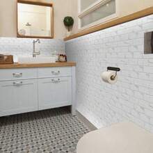 12pcs Classic Black/White/Gray Tile Wall Stickers, Suitable For Living Room And Bedroom Home Decor, Bathroom Wall Decor, Waterproof Self-Adhesive Tile Stickers, Vinyl Wallpaper, Kitchen Oil-Proof Tile Stickers - Multicolor - View 8