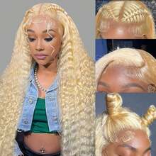 30 Inch Lace Front Wig Human Hair 613 13X4 Transparent Lace Deep Wave 200 Density Free Part Blonde Lace Front Wigs Human Hair Pre Plucked With Baby Hair 613 HD Lace Frontal Wig For Women - S613 - 查看 2