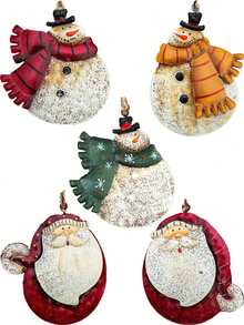 1 buc pandantiv de Crăciun cu om de zăpadă forjat și Moș Crăciun, perfect pentru agățat bradul de Crăciun și decorațiuni de sărbători, decor de scenă, decor de festivaluri, decor de cameră, decor de casă, decor de birouri, decor de petrecere tematică, decor de Crăciun, ornamente pandantiv de Crăciun decorațiuni de Crăciun de iarnă