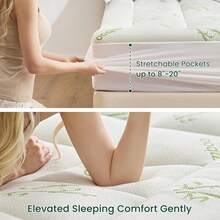 Bamboo Mattress Pad, Rayon Derived From Bamboo, 600 GSM Breathable Mattress Topper Pad, Thick Pillow Top Mattress Pad With Stretches Up 8"-20" Deep Pocket - Green - View 6