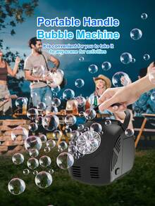 Compact Handheld Bubble Machine Toy, Black & White, Fully Automatic, Bubble Blower With Lighting, Multi-Hole Round Design, Holiday Gift (Batteries And Bubble Liquid Not Included)