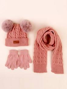 3pcs Kids/Toddlers/Infants Knitted Hat, Scarf And Gloves Warm Set, Winter - Twisted Hat - View 12