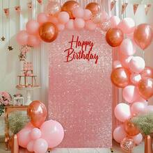 5ft/6ft/6.6ft Glitter Arch Backdrop, Rose Gold/Gold/Silver/Red, Sequin Decor, Polyester, No Power Needed, Perfect For Elegant Photography (Frame Not Included), Wedding & Party Decoration - Multicolor - View 7