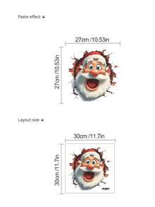 1 Stück mehrteiliger PVC Wandaufkleber, Klassische Weihnachtsserie 3D Plüsch-Weihnachtsmann, Weihnachtsmann, Schneemann, Kamin Dekorationen, geeignet für Schlafzimmer, Wohnzimmer, Arbeitszimmer, Esszimmer, Badezimmer, Heim Wanddekoration, Raumdekoration