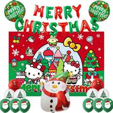 Sanrio Balloon Set - Hello Kitty Cartoon Christmas Party Decorative Balloons, Kuromi Christmas Party Scene Props, Cinnamoroll Christmas Photo Backdrop Decorative Balloons, My Melody Christmas Atmosphere Balloons, PompomPurin Christmas Party Supplies