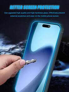 【2片装】屏幕保护膜,蓝光气泡膜,夜光设计,方便查找手机,个性化设计,护眼,保护隐私,兼容所有保护壳,防刮擦,防震,全覆盖,易于安装,兼容 6/7/8/X/XR/11/12/13/13 mini/13 pro/13 pro max/14/14 plus/14 pro max/15/15 plus/15 pro/15 pro max/16/16 plus/16 pro/16 pro max/17/17 Air/17 Pro/17 Pro Max/17e - 藍色 - 查看 4