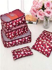 1/6pcs Travel Organizer Set - Foldable Luggage Organizer Bags, Large Capacity Waterproof Packing Cubes, Shoe Bags, Drawstring Bags, Toiletry Bags, Lingerie Bags, Cosmetic Bags, Organizer Pouches To Easily Organize Clothes, Suitable For Pens, Eyeshadow Brushes, Sanitary Pads, Lipsticks, Makeup Brushes, Eyeliners, Lip Glosses, Skincare, Toothbrush Holders, Soaps, Shampoos, Combs, Watches, Phones, Necklaces, Jewelry, And Electronics - Blue Spots - View 15