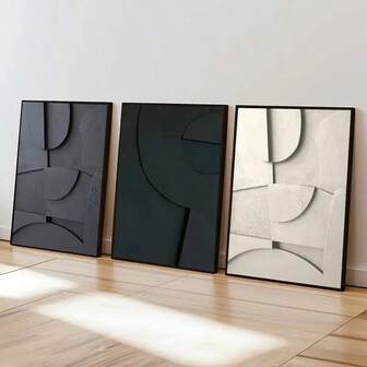 3 Pieces Frameless Canvas Posters, 2D Flat Abstract Art, Scandinavian Style Geometric Prints, Wall Arts Canvas Paintings, Bedroom Living Room Wall Decor, Kitchen Hallway Wall Decor, Modern Ideal Home Wall Decor Gift