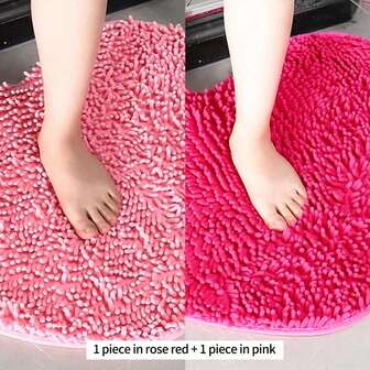 욕실 카펫 매트 셔닐 하트 모양 단색 미끄럼 방지 도어 매트는 세척 가능하고 흡수성이 뛰어나며 미끄럼 방지 기능이 있어 웨딩 홈 욕실 장식 욕실 러그 야외 러그 도어 매트 가을 장식 욕실 액세서리 개학 현관 장식에 적합합니다.