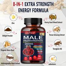 Gwynne Multivitamina Para Hombres 90 Cápsulas,8 En 1 Multivitaminas Para Hombres Diarias 2550 Mg Max Con Zinc,shilajit,h orny Goat W eed,etc,apoyo A La Energía Física - Otros - Ver 2