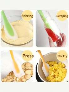 3pcs/2pcs/1pc Silicone Spatula Set, Multi-Purpose, Transparent, Suitable For Scraping Butter, Whipping Cream, Baking Cakes, Spreading Jam, Heat-Resistant Cream Scraper, Mixing Baking Tool, Kitchen Utensil, Apartment Essential