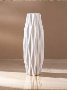 1pc White Plastic Vase, Minimalist Modern Vase, Artificial Ceramic Vase, PP Material, Reusable, Easy To Clean, Sturdy And Shockproof, Suitable For Living Room, Dining Table, TV Cabinet, Bedroom, Bathroom, Balcony Decor, Nightstand, Halloween Gift, Christmas Gift, Autumn Decor Home Decor Room Decor Flower Vase Glass Vase